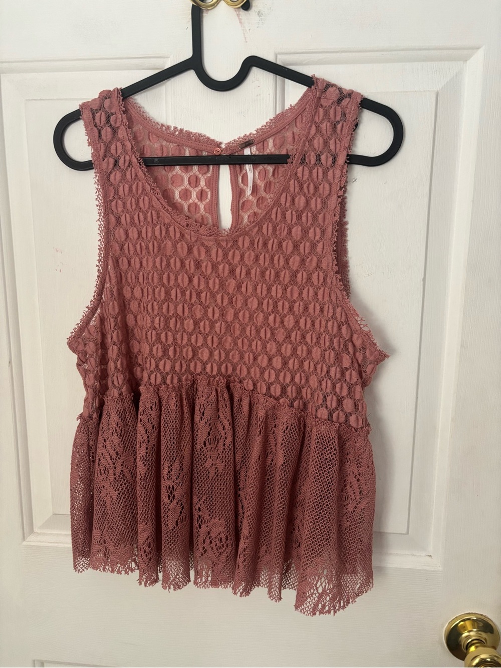 Free People Lace Peplum Camisole - Rose Mauve